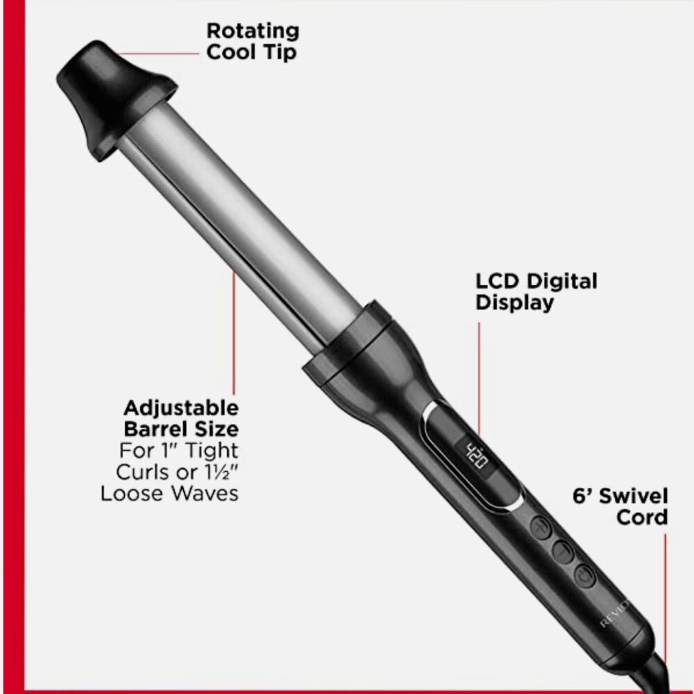 Revlon 2-in-1 Adjustable Mix Curling Wand 1” to 1 1/2 ” Curls Waves New - Picture 5 of 5